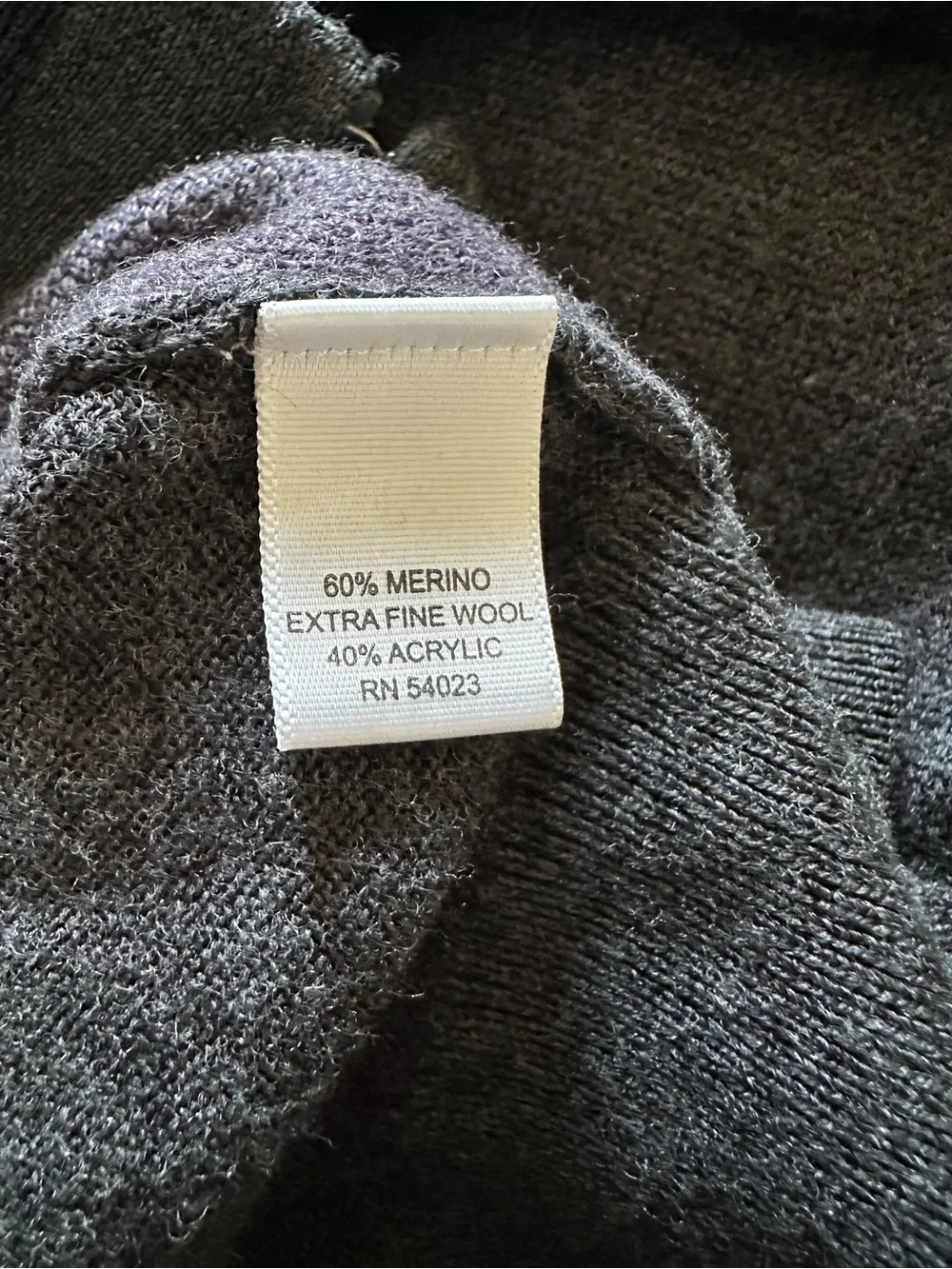 Banana Republic Unisex Wool Full-Zip Argyle Sweater - Charcoal with Purple